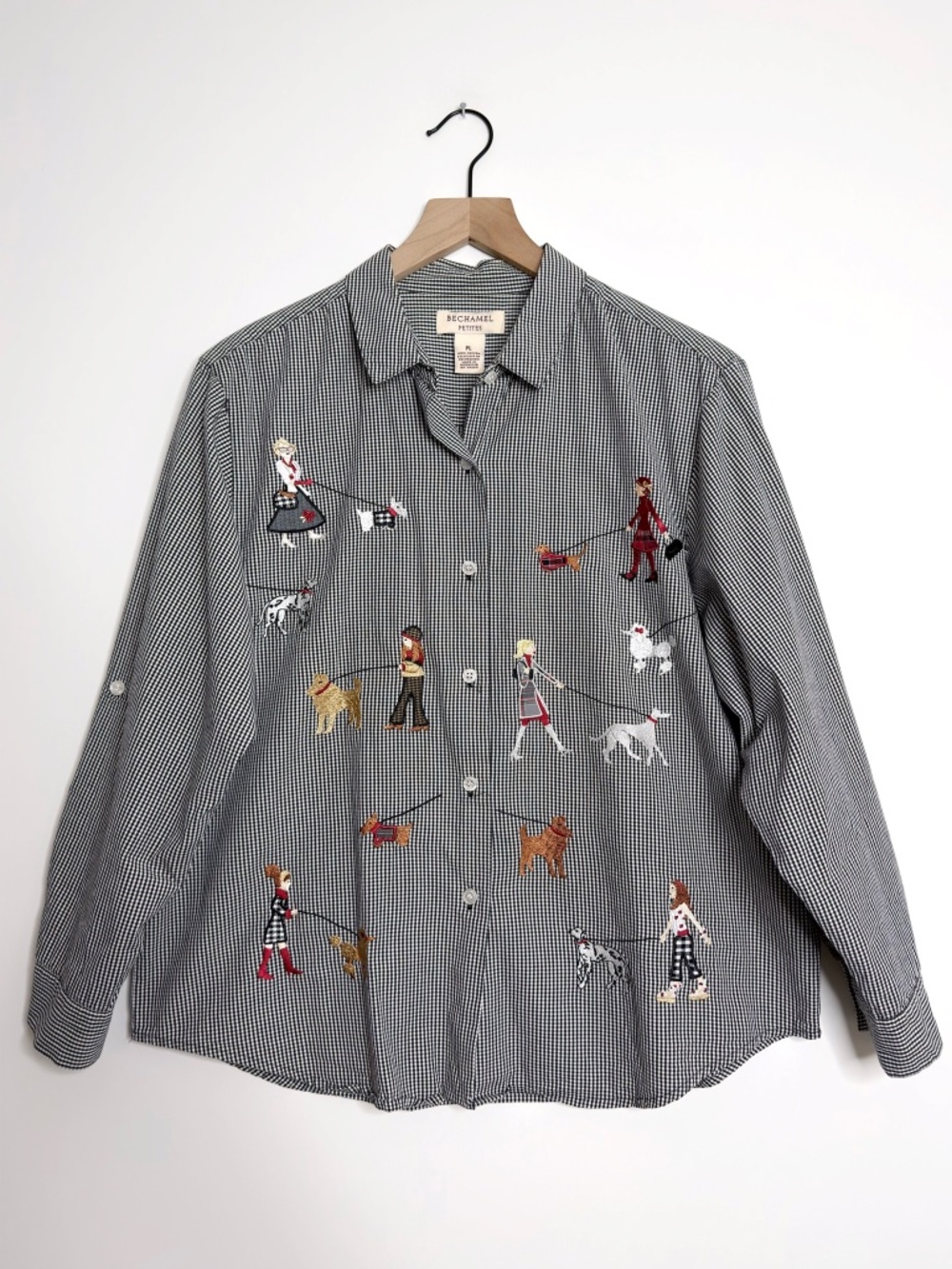 Bechamel Petites Gingham Embroidered Dog Shirt